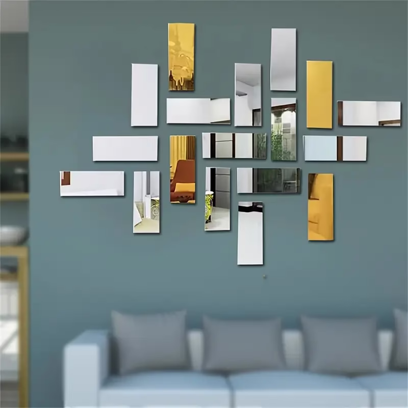 Rectangular Wall Stickers, Acrylic 3D Mirror Wall Stickers