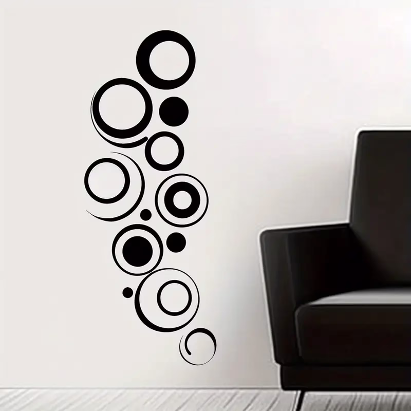Wall Decor Wall Sticker, Simple Black and White Circle Dot Semicircle Geometric Pattern Wall Sticker